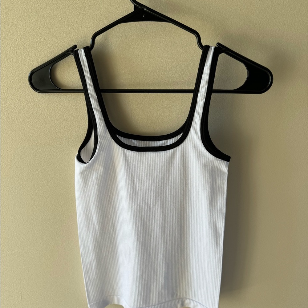 White Ribbed Tank Top